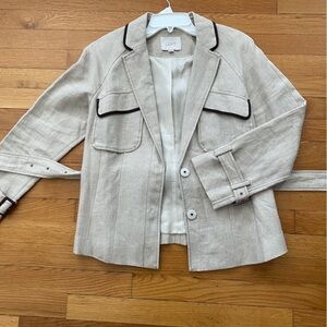 LOFT Ann Taylor LOFT Safari Blazer Size 8 Tan wBelt 100% Linen New without Tags